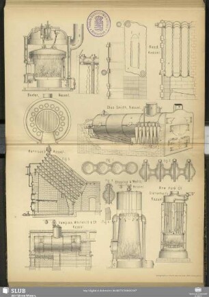 Baxter, Kessel ; Reed, Kessel ; Chas Smith, Kessel ; Harrison's Kessel ; Shapley & Wells, Kessel ; Hampson, Whithill & Co., Kessel ; New York Co., Sicherheitskessel