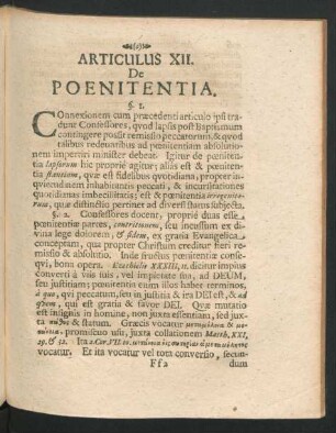 Articulus XII. De Poenitentia.