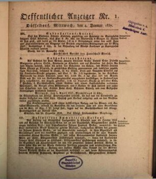 Amtsblatt für den Regierungsbezirk Düsseldorf. 1837, a