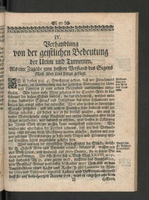 IV. Verhandlung von der geistlichen Bedeutung ...