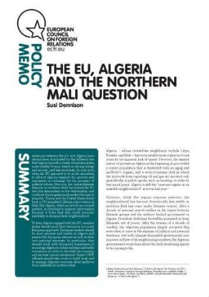 The EU, Algeria and the northern Mali question