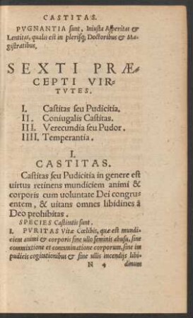 Sexti Praecepti Virtutes.