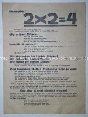 Propagandaflugblatt der NSDAP zur Reichstagswahl am 6. November 1932 mit scharfer Polemik gegen die Papen-Regierung