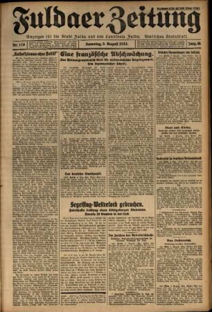 Ausgabe vom Samstag, den 05. August 1933.