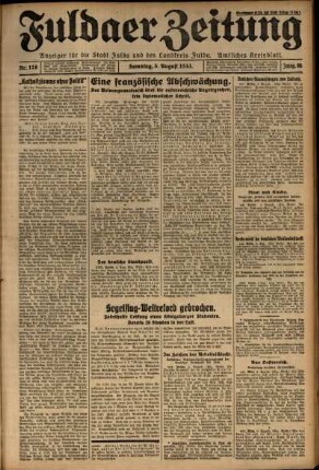 Ausgabe vom Samstag, den 05. August 1933.