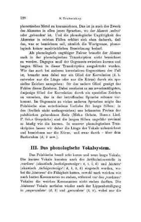 III. Das phonologische Vokalsystem