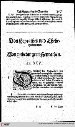 Tit. XCVI. Von Heyrathen. Von unbedingten Heyrathen.