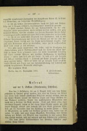 Referat aus der 3. Sektion (Schulprovinz Schlesien)