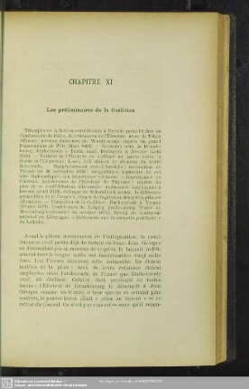 Chapitre XI, Les preliminaires de la Coalition