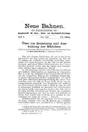 Über die Erziehung und Ausbildung der Mädchen