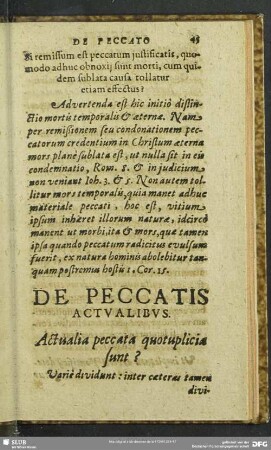 De Peccatis Actualibus