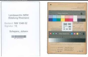 Entnazifizierung Johann Schepers , geb. 06.09.1906 (Angestellter)