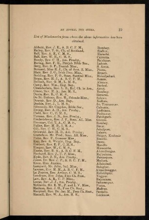 List of missionaries...
