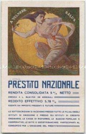 Postkarte mit Werbung für Italienische Kriegsanleihen