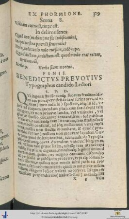 Benedictus Prevotius Typographus candido Lectori Salutem Plurimum Dicit