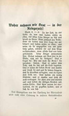 Woher nehmen wir Brot - in der Kriegszeit?