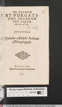 De examine et purgatione sagarum per aquam frigidam : epistola