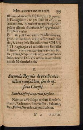 R. Secunda Regula de praedicationibus causalibus, seu de officio Christi.