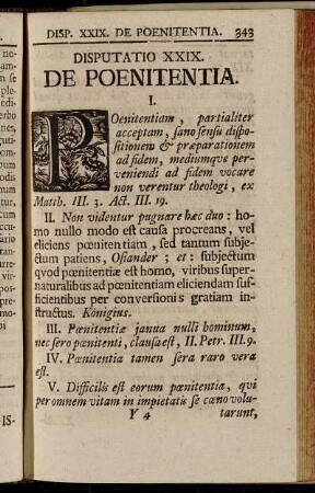 Disputatio XXIX. De Poenitentia