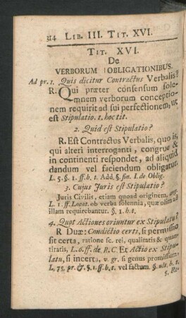 Tit. XVI. De Verborum Obligationibus