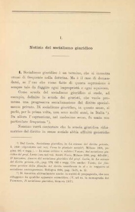 I. Notizia del socialismo giuridico