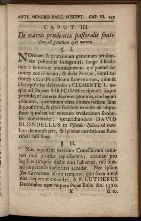 Caput III. De variis prudentiæ pastoralis fontibus, [etc] genuina ejus norma.