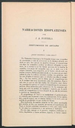 Narraciones rioplatenses por J. A. Fontela : Costumbres de antaño