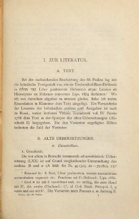 Der achtundsechzigste Psalm : mit besonderer Rücksicht auf seine alten Übersetzer und neueren Ausleger