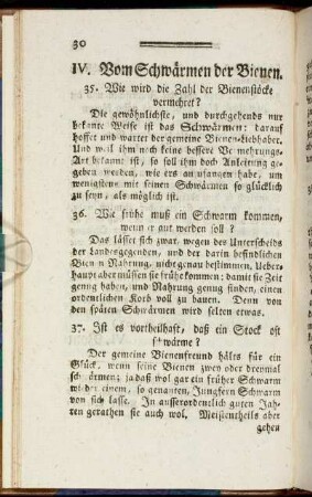 IV. Vom Schwärmen der Bienen.