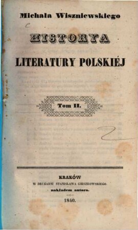 Historya literatury polskiéj, 2