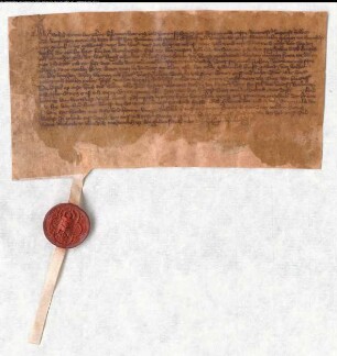 Graf Adolf von Kleve verpacktet die Herrlichkeit Wardhausen, nachdem er diese 1381 erworben hatte. Gegeven 1382 op den gudensdach nae den heiligen palmdage. Siegel abhängend, gut erhalten.