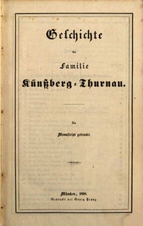 Geschichte der Familie Künßberg von Thurnau
