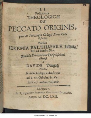 Positiones Theologicae De Peccato Originis