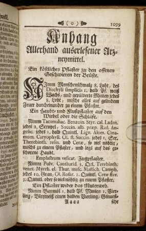 Anhang Allerhand auserlesener Arzneymittel.