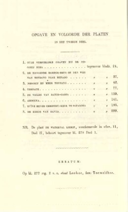 Opgave en volgorde der platen