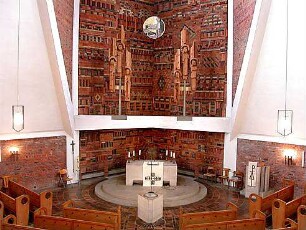 Gulbransson, Olaf Andreas; Würzburg - Zellerau; Erlöserkirche - Altarraum (Innenraumperspektive)