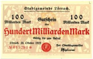 Geldschein / Notgeld, 100 Milliarden Mark, 20.10.1923