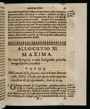 91-99, Allocutio XI. Maxima. Per vota Religiosa evadit Religiosus perfecta Imago Christi Crucifixi