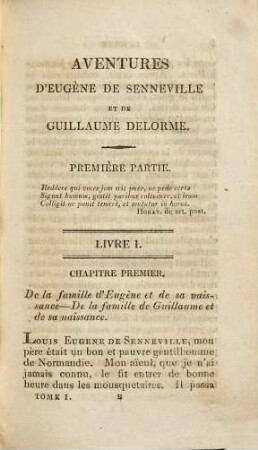 Les aventures d'Eugene de Senneville et de Guillaume Delorme : ecrites par Eugene en 1787, 1