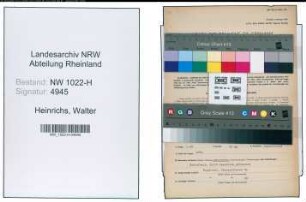 Entnazifizierung Walter Heinrichs , geb. 18.02.1901 (Techniker)