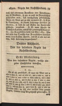 Dritter Abschnitt. Von den besondern Regeln der Rechtschreibung.