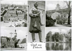 Pulsnitz. verschiedene Stadtansichten - Rietschel-Denkmal
