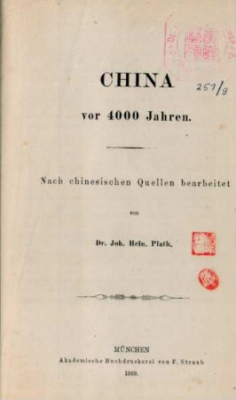China vor 4000 Jahren : Nach chinesischen Quellen bearbeitet