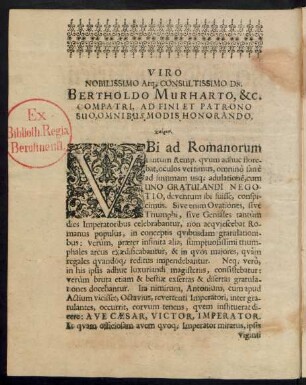 Viro ... Bertholdo Murharto ... Omnibus Modis Honorando,