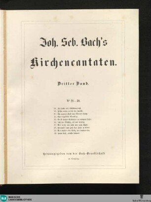 5,1 : Joh. Seb. Bach's Kirchencantaten ; Bd. 3: No. 21 - 30