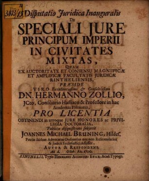 De speciali iure principum imperii in civitates mixtas