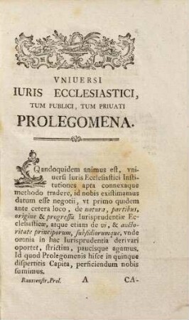 Steph. Rautenstrauch Abbatis Brzevnoviensis Institutionum Iuris Ecclesiastici Germaniae Accommodatarum Prolegomena