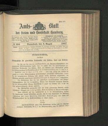 No. 194, 4. August 1917
