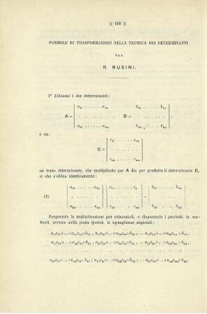 Formole di trasformazioni nella teorica dei determinanti.