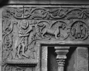 Szenen der Grablege Christi, umrahmt mit reichem vegetabilen Ornament — Johannes der Täufer